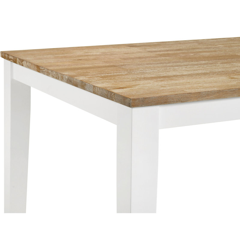 de salle à manger rectangulaire pour l'intérieur de la cuisine côtière, 30 pouces de hauteur, 40 de largeur, 70,61 de longueur, fabrication en bois, finition brune, peut accueillir 6 occasions spéciales pour la famille, hauteur, plateau de table, effilé blanc