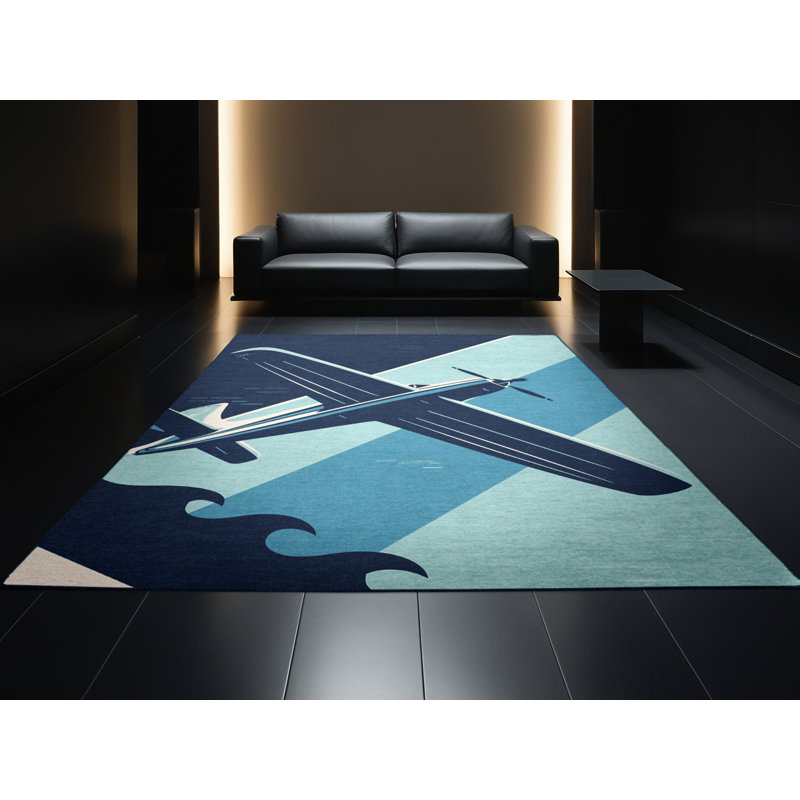 Tapis gris doux et moelleux en hydravion Gidley, 8 x 10