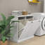 White Laundry Sorter Cabinet, MDF Hamper With 2 Removable Cloth Bags, Two Compartment Hidden Storage, UV Painted Surface For Bathroom Bedroom