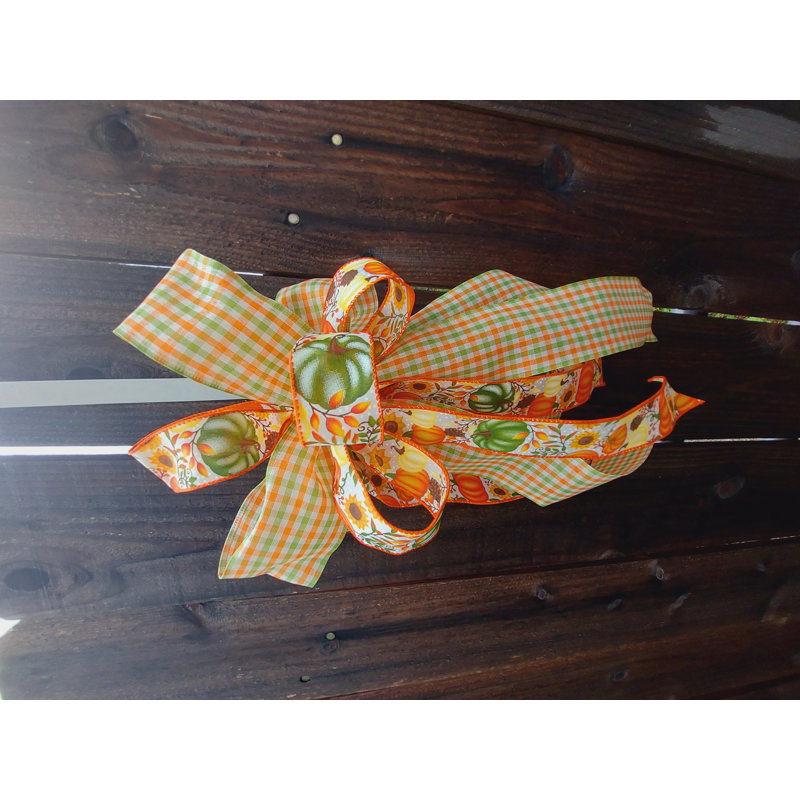 Fall Gingham And Pumpkin Bow