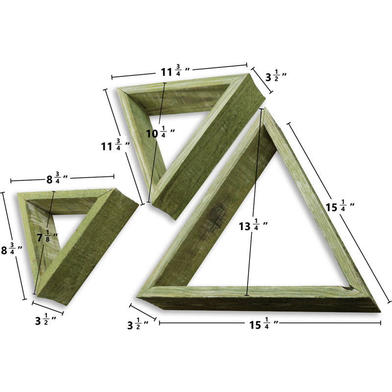 Ensemble de 3 tablettes murales Vintage Farmhouse Shadow Box, Vert patiné