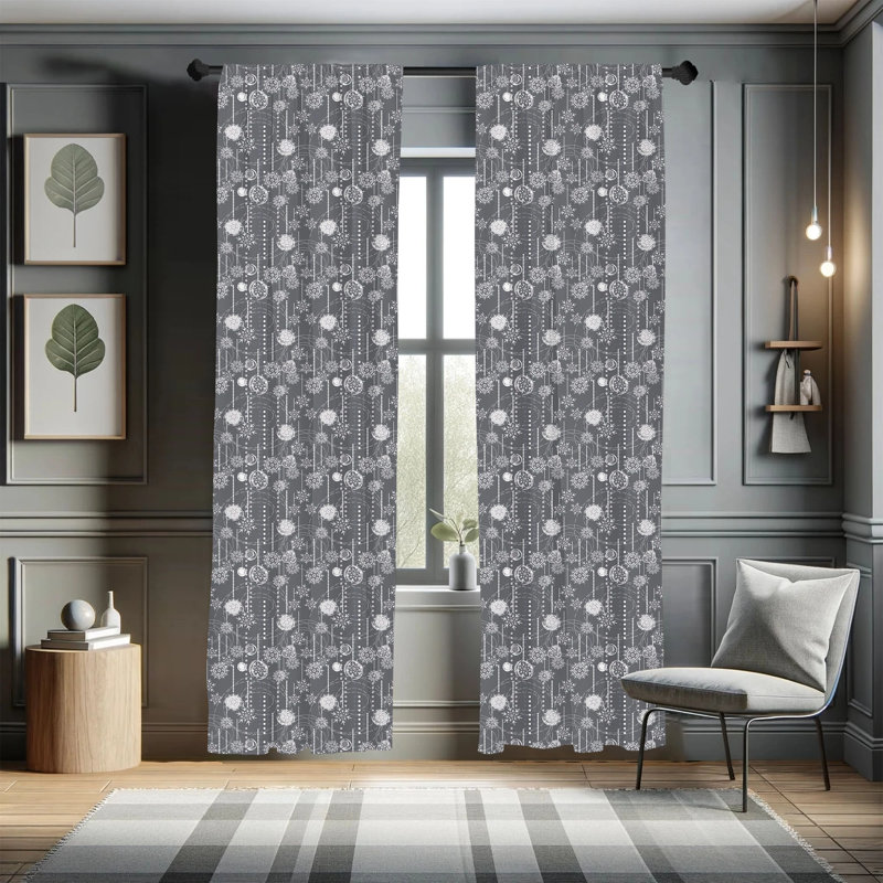 Winter Semi-Sheer Rod Pocket Curtain Panels, 28" x 84"