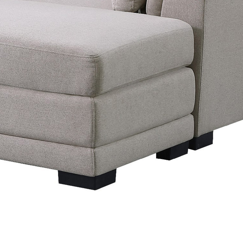 Canapé modulaire réversible en U Goz, 2 repose-pieds, lin beige, 122 pouces