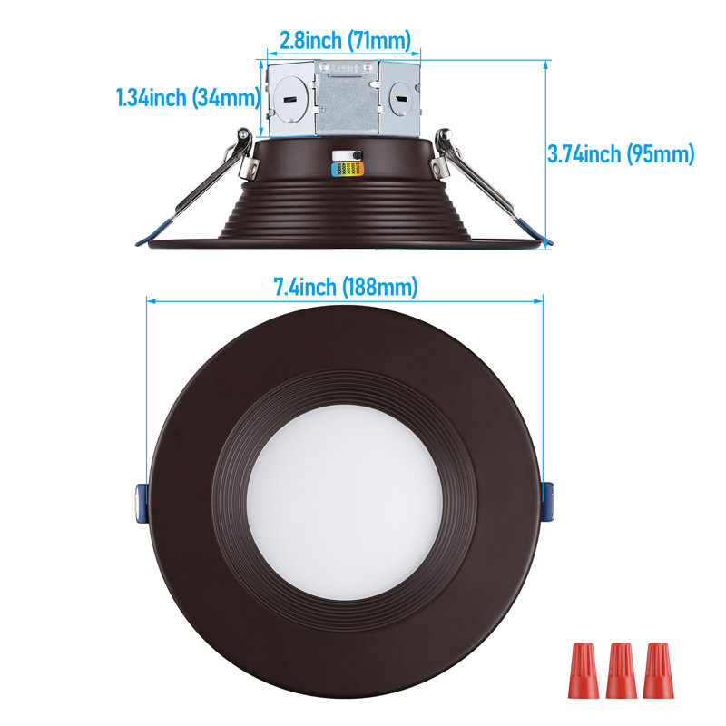 Éclairage encastré 6 "à DEL 5CCT avec J-Box, garniture de déflecteur profond à température de couleur sélectionnable