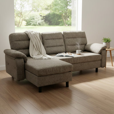 3-Seat Sectional Sofa - Modular Deep Seat Sleeper Couch with Ottoman, Comfy Upholstered Furniture for Living Room, Apartment, Office