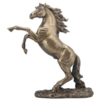 12.4 In H Rearing Stallion Figurine  Poly Resin