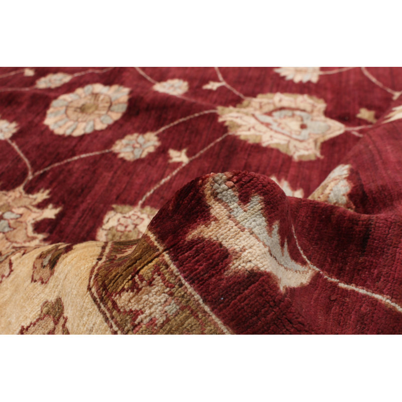 Tapis zone en laine beige/rouge 6 pi 10 x 9 po main one-of-kind-noué la 2010 chobi Hymes