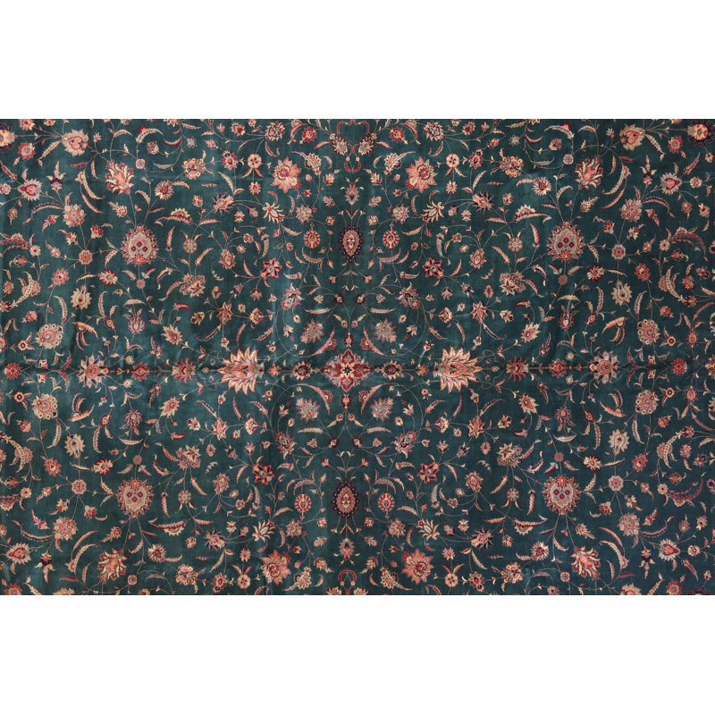 Tapis unique en laine noué à la main 12 pi 2 po x 18 pi 6 po Kashan Global