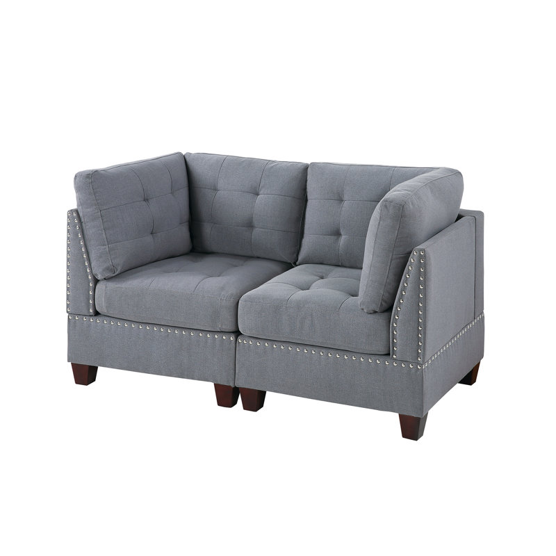 Fauteuil modulaire gris 2 pièces H 32 po x 32 po x H 35 po avec structure en bois
