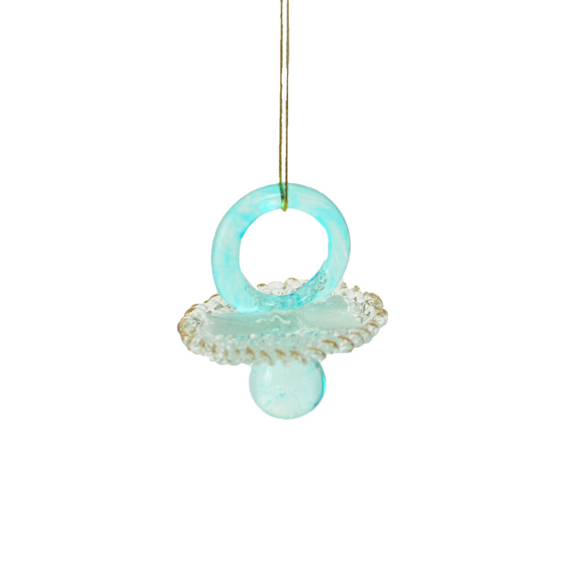 Ornement en verre bleu pacifer en forme de fêtes, Bleu