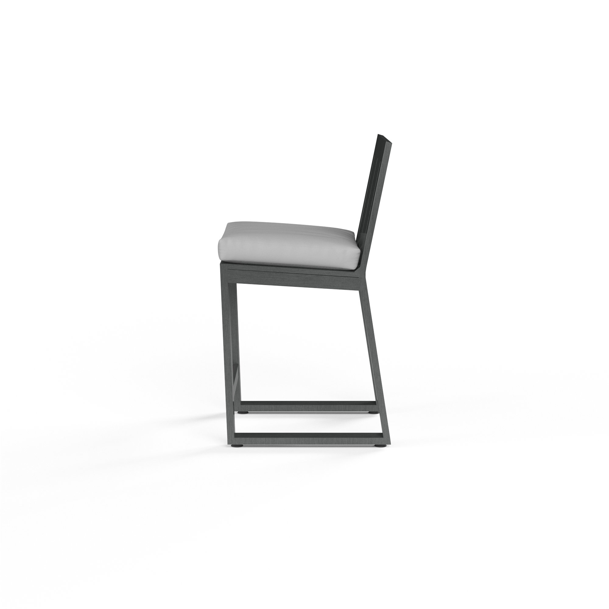 Georgie 44.21'' Aluminum Outdoor Bar Stool with Cushion, Bar Stool (30" Seat Height), Canvas Natural Sunbrella® Canvas