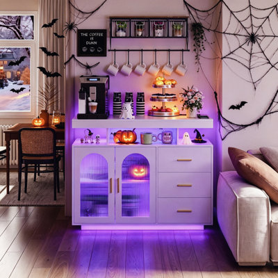 Buffet de 39,37 po Katracy avec lumières DEL RVB, chargement sans fil, ports USB et capteur de mouvement