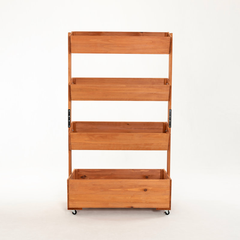 Debruyne 33.5" W Solid Wood 4-Tier Movable Garden Bed