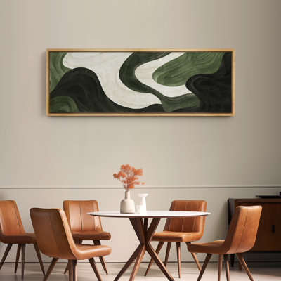 Faux Texture Abstract Green Minimalst Modern Extra Large Framed Wall Art Oversized Canvas Print
