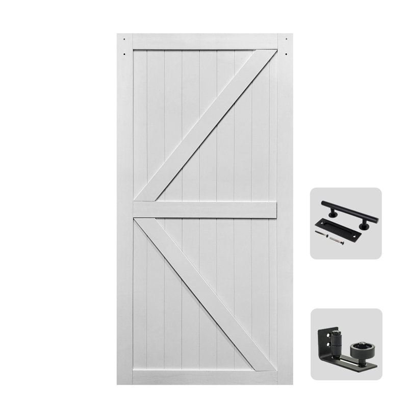 Trous pré-percés en MDF pour porte de grange Assemblage facile - Porte simple, quincaillerie non incluse, 44" x 80", White