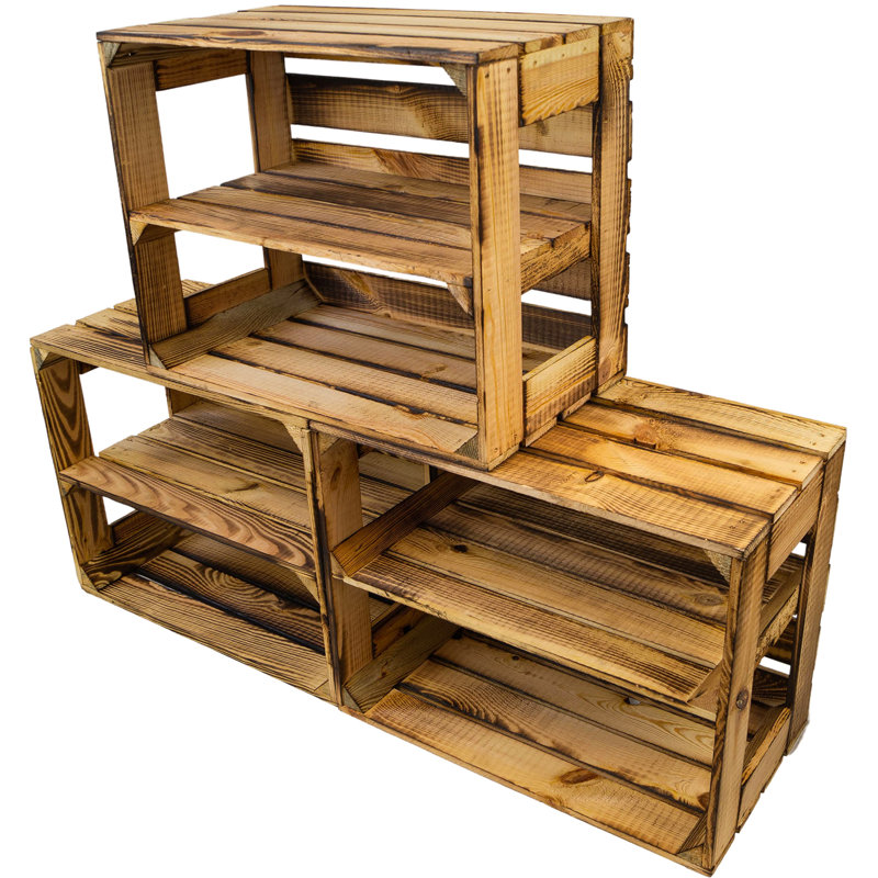 4 Pair Stackable Solid Wood Shoe Rack