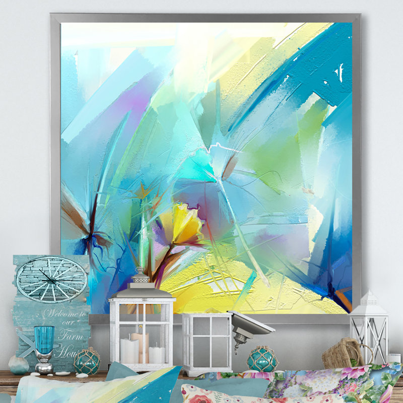 «Turquoise Storm Impression V», reproduction d'art sur toile, H 16 po x l 16 po x P 1 po, Cadre photo argenté