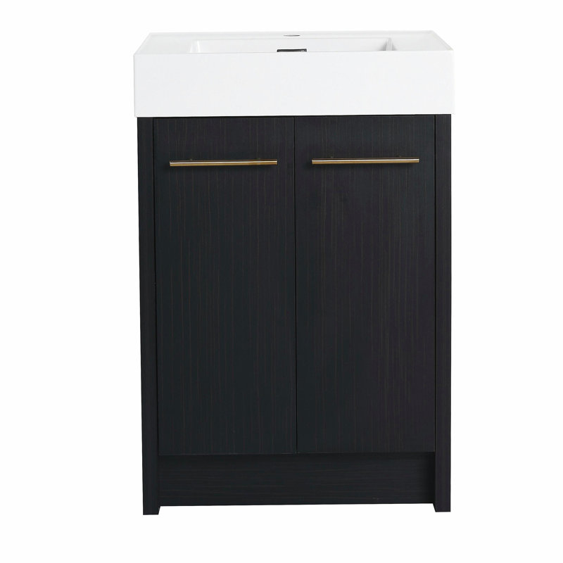 Meuble-lavabo indépendant de 24 po avec comptoir en résine et porte à fermeture en douceur