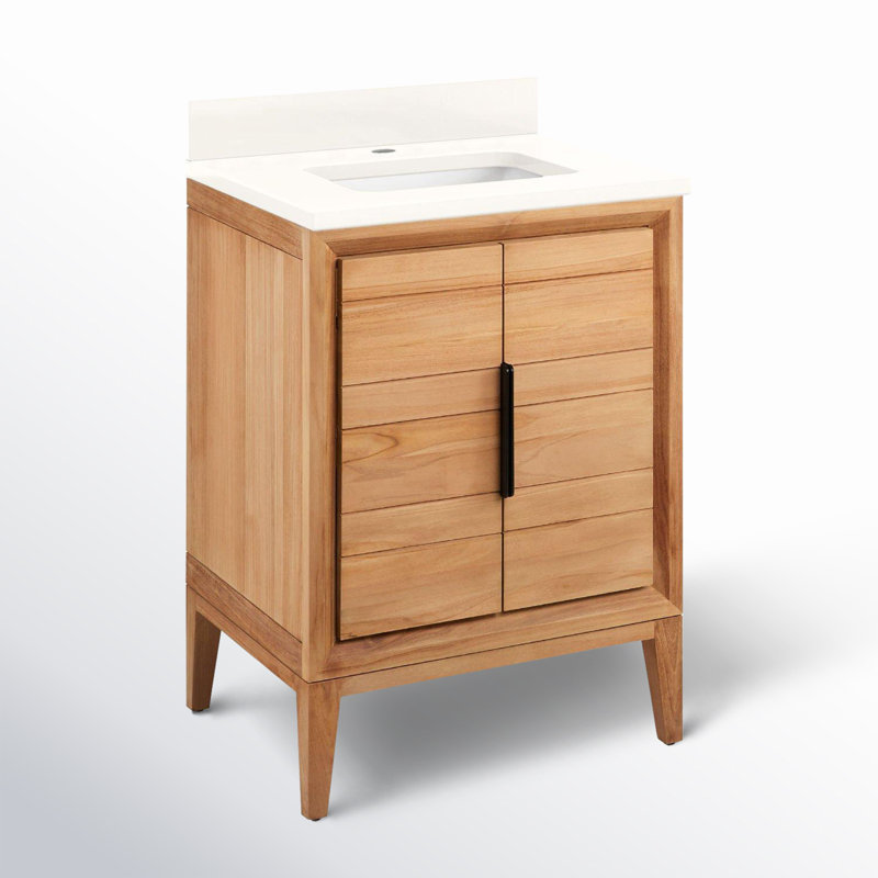 24" Aliso Single Bathroom Vanity Set with Rectangular Undermount Sink, Arctic White Quartz, Single-Hole Centered