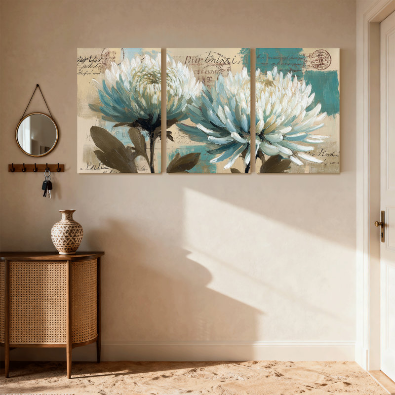 Plantes et fleurs, ensemble de 3 impressions sur toile, H 24 po x l 48 po