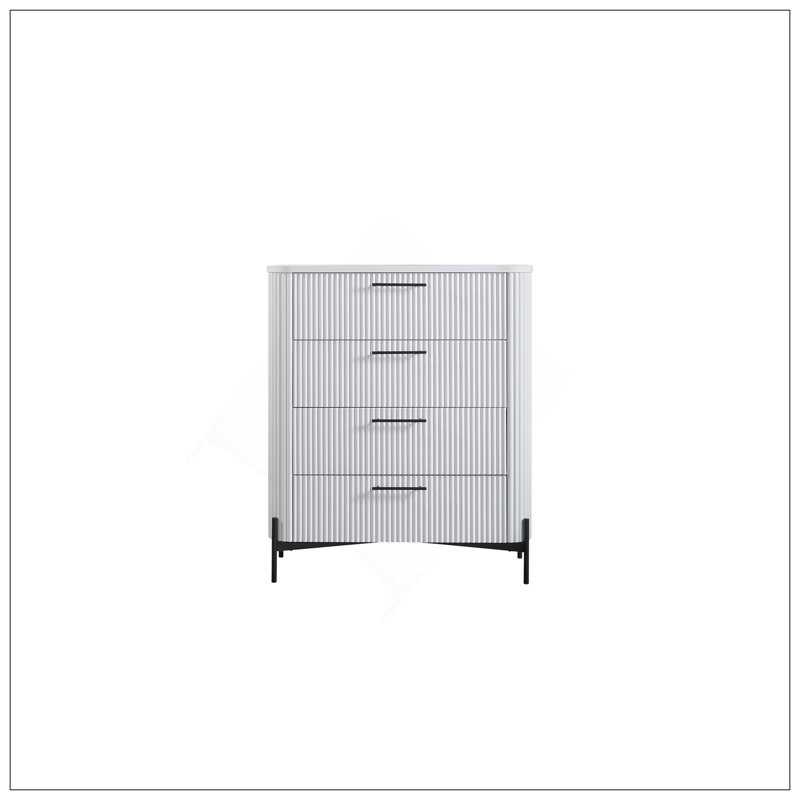 Commode 4 tiroirs - Blanc, Blanc