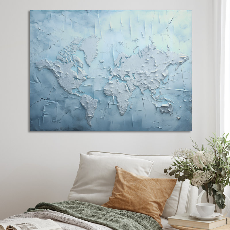 «Ice Age World Map I», reproduction sur toile, Gold Picture Framed, H 24 po x l 32 po