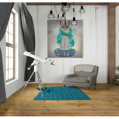 'Grey Cat With Bells, Full' by Fab Funky, Canvas Wall Art