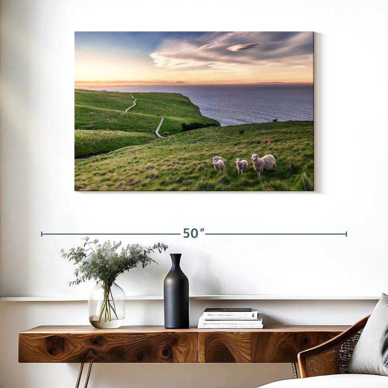 Gillard Sheep On Christchurch Cliff, H 26 po x l 39 po