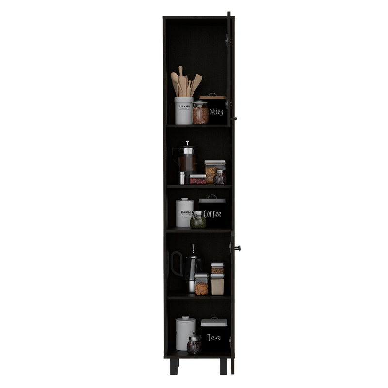 Hobart Pantry, Three Interior Shelves, Two Shelves, Two Cabinets -Black, Black
