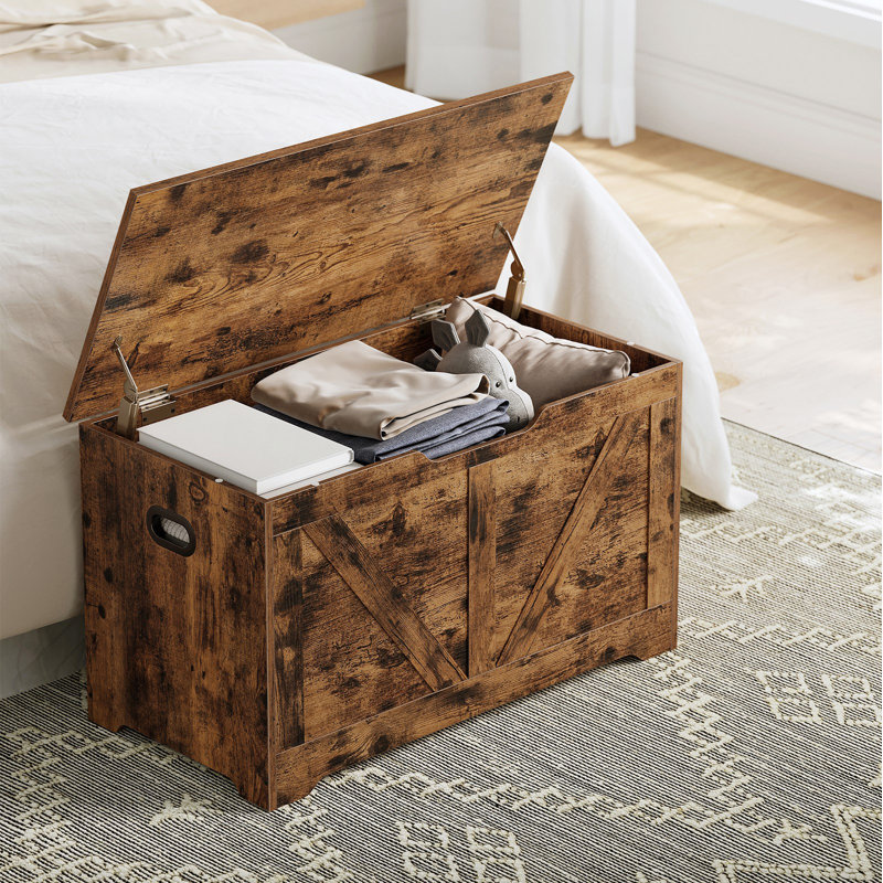 Storage Trunk With 2 Safety Hinges, Brown