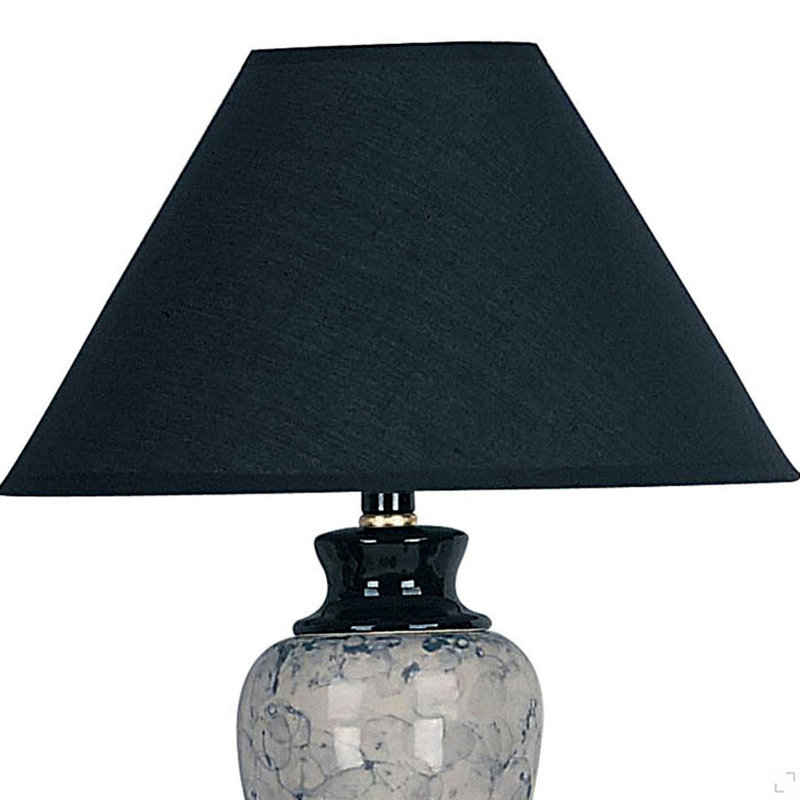 Lampe de table en céramique de 13 po de haut, en forme d'urne avec finition noire, abat-jour en lin