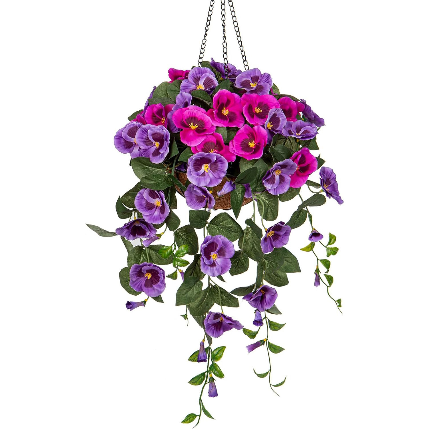 Primrue Silk Hanging Basket Arrangement in Basket | Wayfair