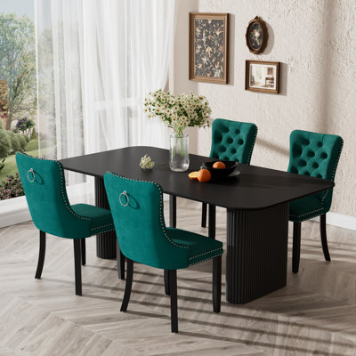 70.9 " Rectangular Double Pedestal Dining Table Set