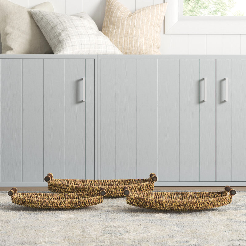 Coastal Charm Seagrass Oval Storage Basket with Metal Handles