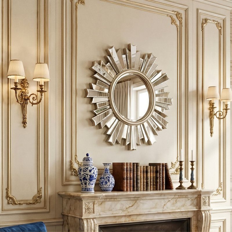 26'' Wall-mounted Sunburst-shaped PU Art Decorative Mirror