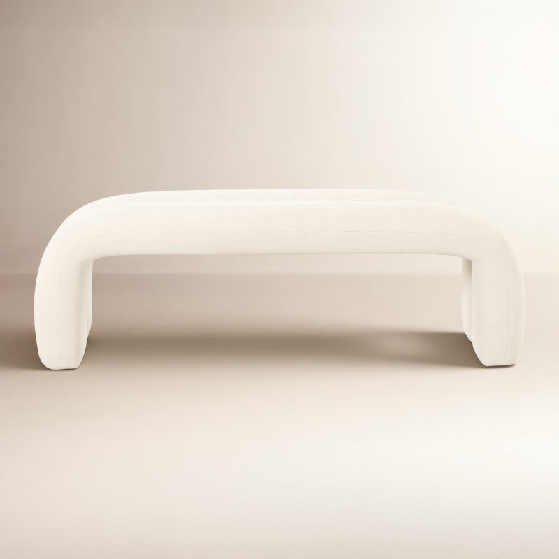 Oriole Velvet Upholstered Bench, Cream