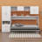 Murphy Bed With Open Shelves And Storage Drawers,Built-In Wardrobe And Table