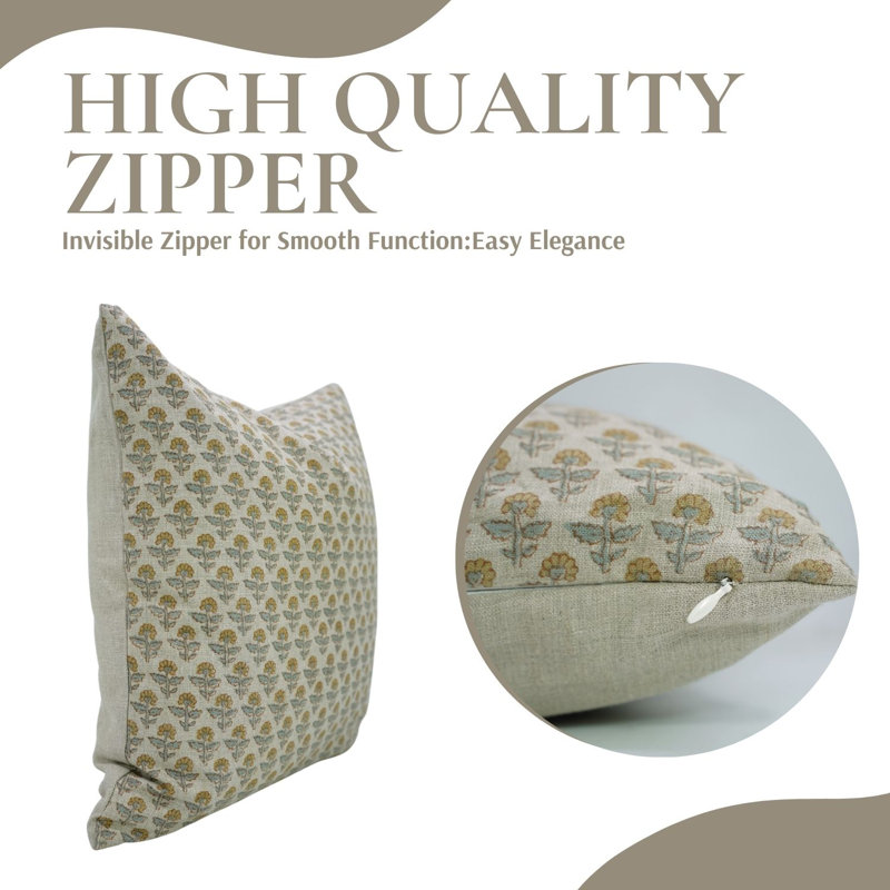 Housse de coussin Fabividine minimaliste avec motif de blocs estampés à la main, Gulmohar, moutarde