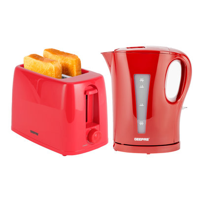 Geepas Electric Kettle & 2 Slice Bread Toaster Kitchen Combo Set