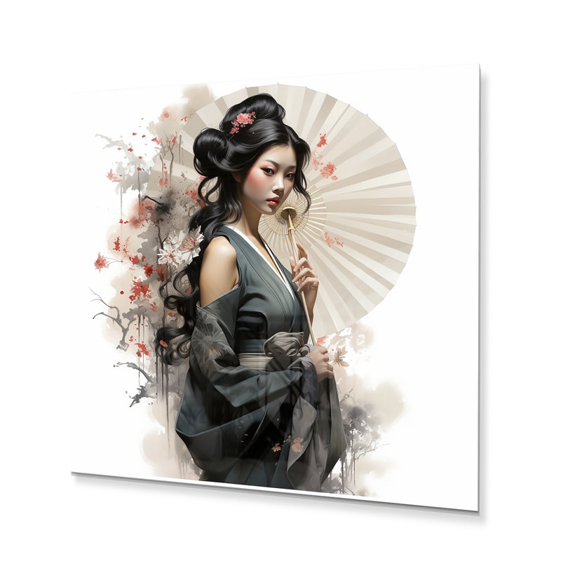 Asian Art Geishas Grace VI - impressions murales en métal asiatique, H 36 po x l 36 po x P 1 po