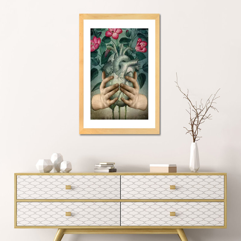 «A Green Heart» par Catrin Welz-Stein - impression d'art graphique, H 24 po x l 16 po x P 1 po, Blanc