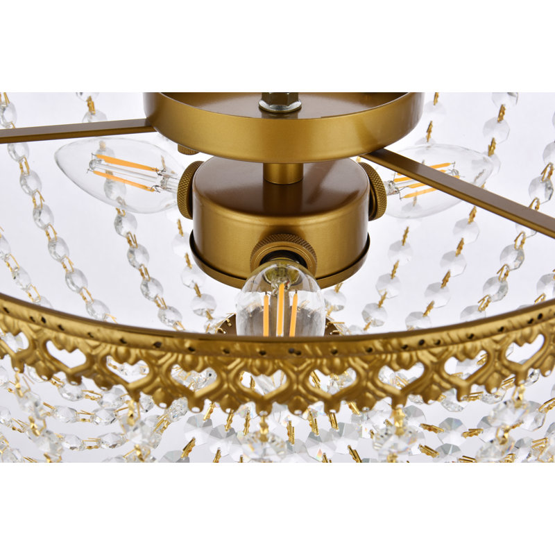 Plafonnier encastré 3 lumières Attahrawi, Laiton, H 8,5 po x l 14 po x P 14 po
