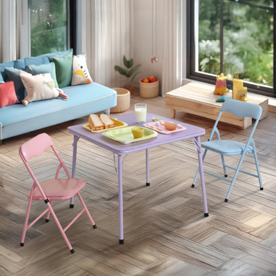 Aura Indigo Folding Table and Chair Set for Kids with Durable Metal Frame and Easy-Clean Plastic for Daycare Classrooms and Playrooms