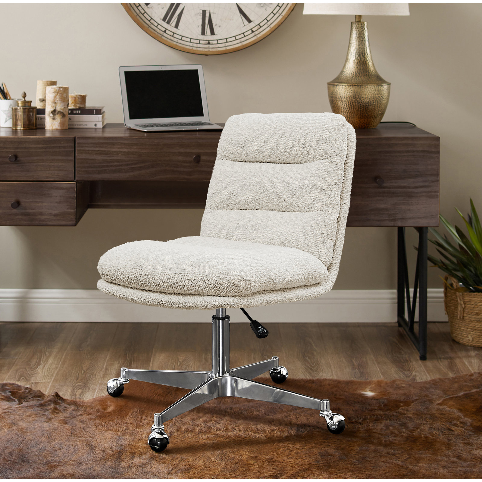 Paynesville Office Chair, Off-White, Boucle 