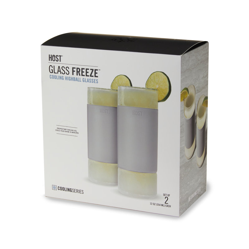 Gray Double-Walled Glass Highball FREEZE Tumblers Set of 2