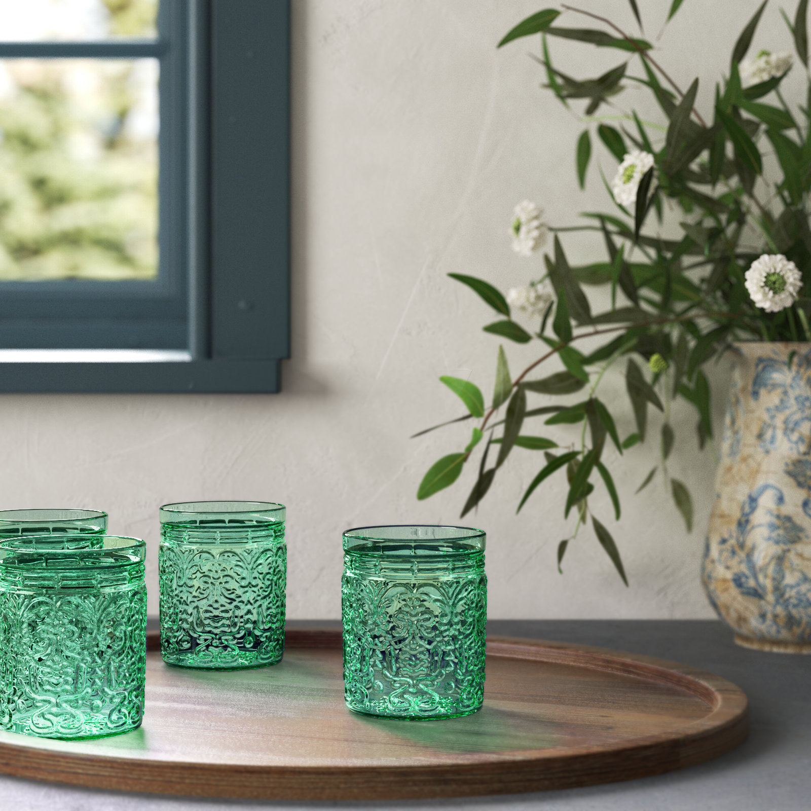 Jax Crystal Drinking Glass, Dark Green