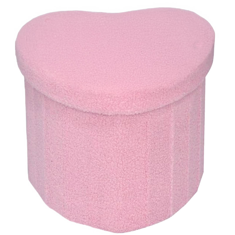 Fuzzy Teddy Heart Shaped Storage Ottoman