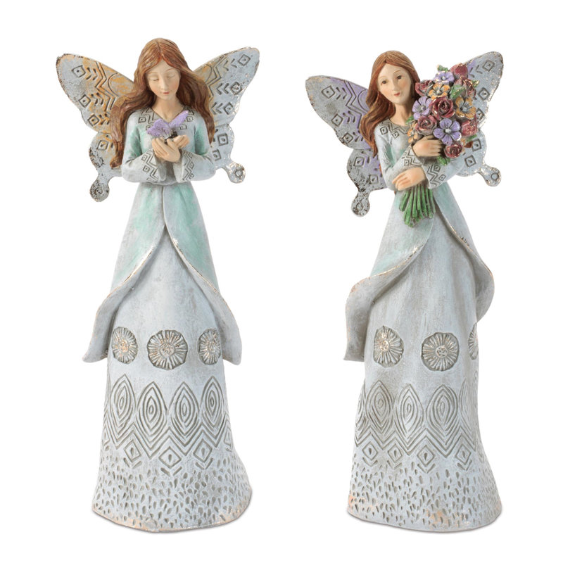 Figurine gravée ange papillon (ensemble de 2)