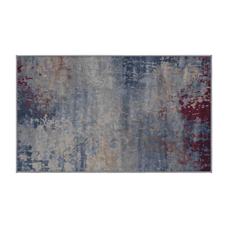 Machine Washable Gray Area Rug, Rectangle 8' x 10'