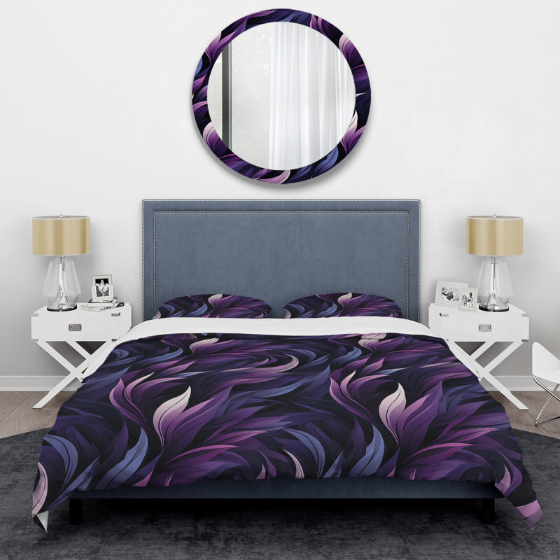 Shadowed Elegance Moody Patterns I - Ensemble de housse de couette abstrait - Microfibre de polyester